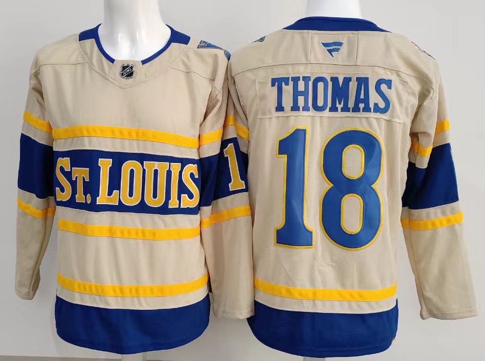 Men St.Louis Blues #18 Thomas Cream 2025 Fanatics Home Premium NHL Jersey